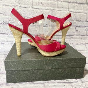 New VIA SPIGA Strappy SANDALS Pumps Stilettos Fabric PINK Fuchsia Retail $229
